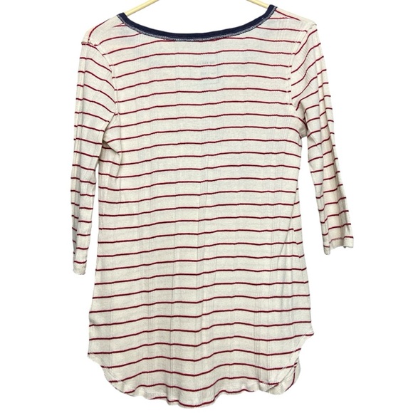 Free People We the Free striped cream and red free wheeling shirt size L - Picture 3 of 7